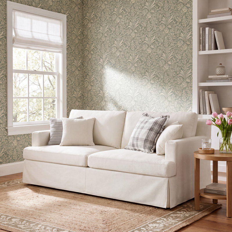 Lucie 84"W Slipcovered Sofa, White