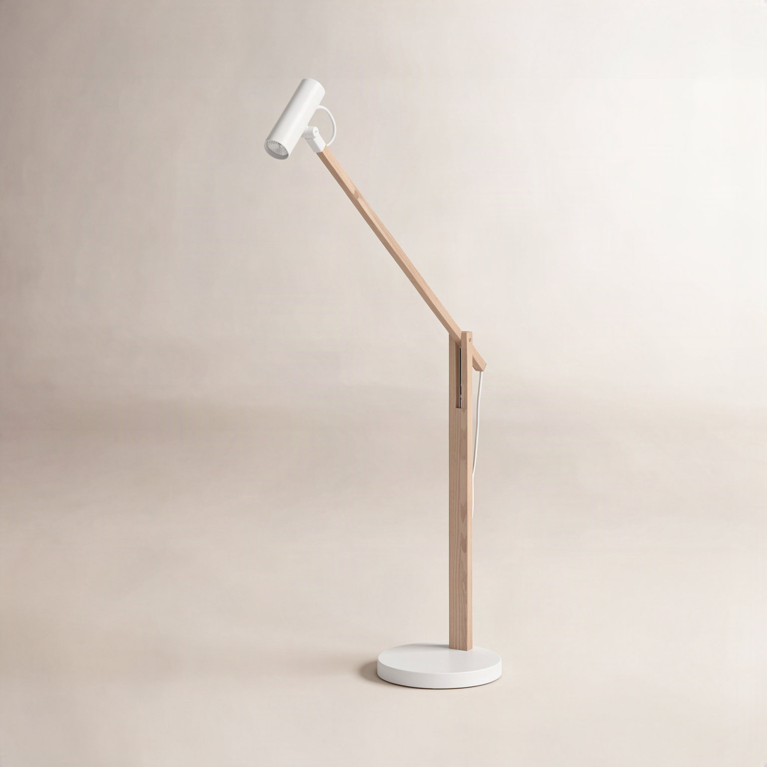 Dalila Adjustable Desk Lamp, Natural Ash Wood/White