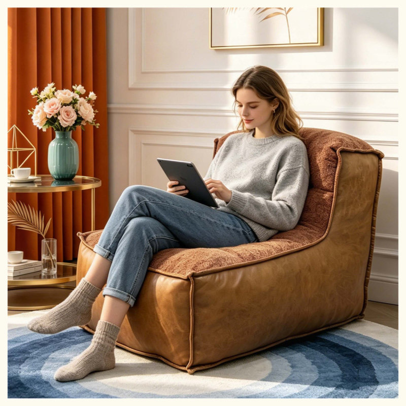 Élégant fauteuil à une place avec dossier sculptural et table d'appoint intégrée pour un confort et un style de salon améliorés