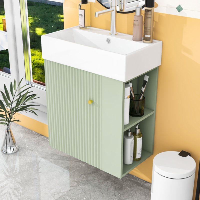 Meuble-lavabo 21,6 po avec lavabo en céramique, Vert