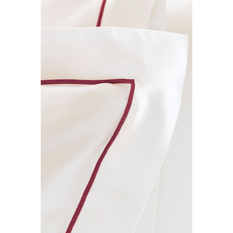 Premium 100% SateenPillowcase Pair, King Pillowcase, White/Fuchsia
