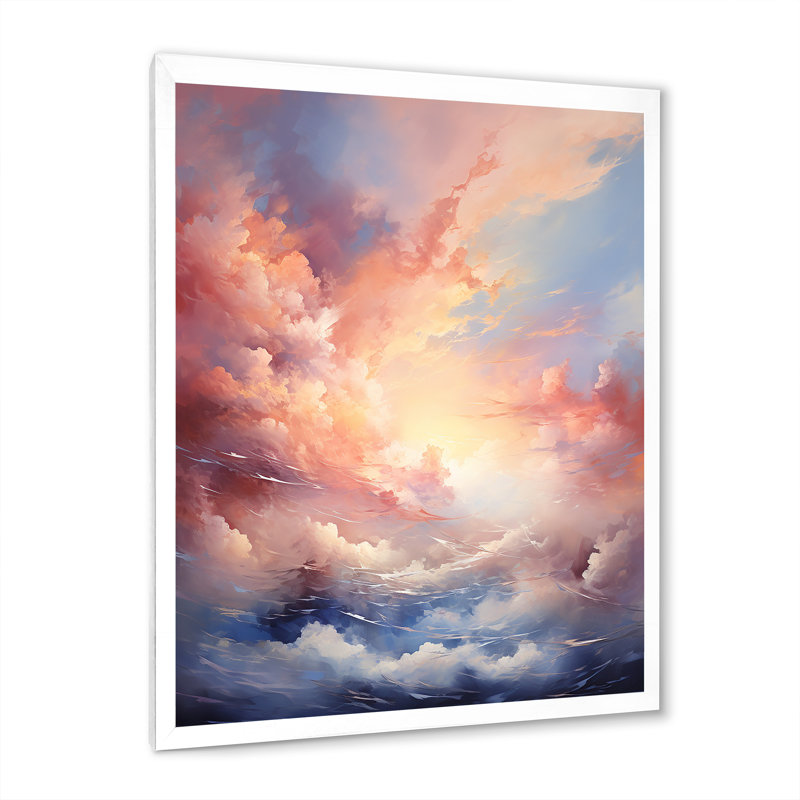 Atmosphère mystique du ciel sur toile, Cadre simple blanc, H 32 po x l 16 po x P 1 po
