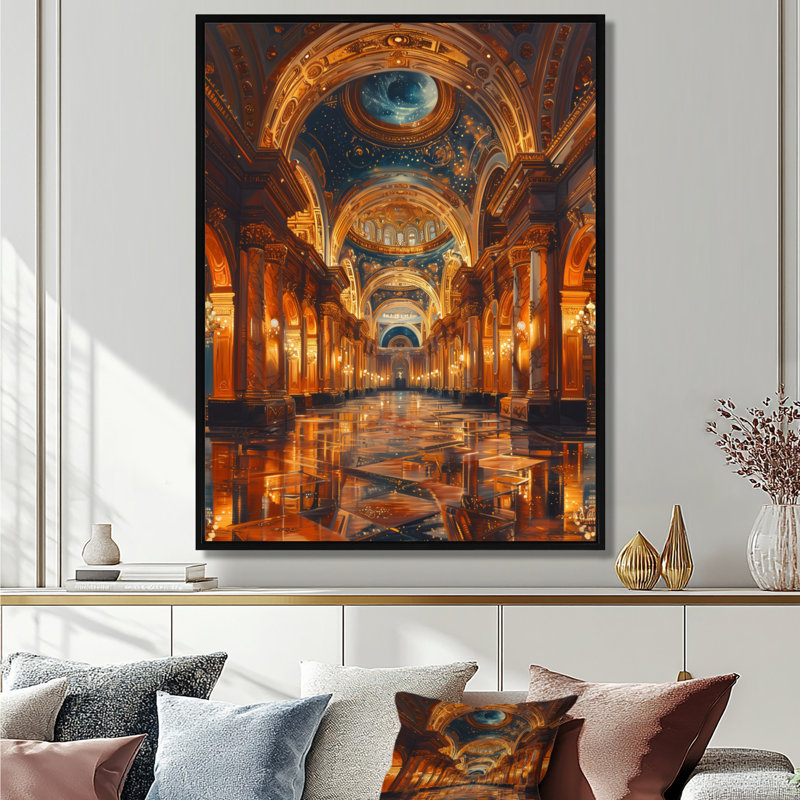 Or doré, gloire dorée, opéra - Opéra, art mural, Toile avec cadre flottant noir, H 24 po x l 32 po x P 1 po