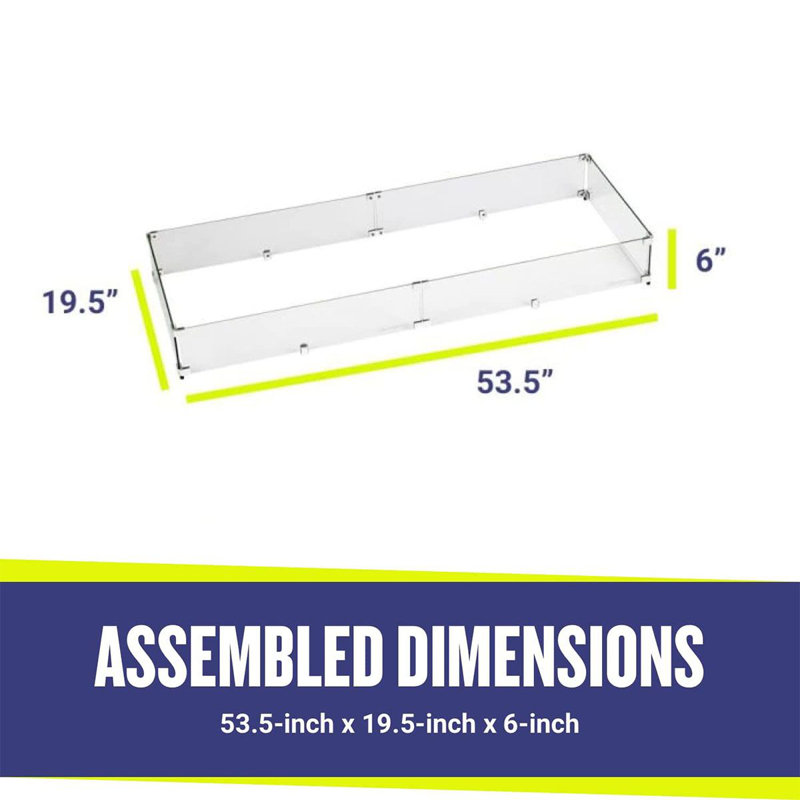 Rectangle Glass Fire Pit Accessory, 6" H x 53.5" W x 19.5" D