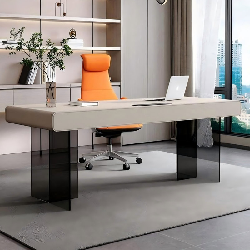 Modern Minimalist Rectangular Office Desk, 29.53" H x 86.61" W x 31.5" D