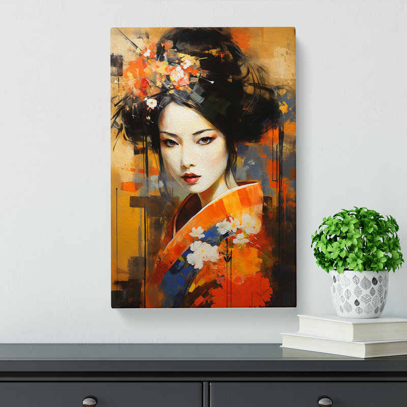 Geisha Expressionism - Wrapped Canvas Print, 60cm H x 40cm W x 3cm D