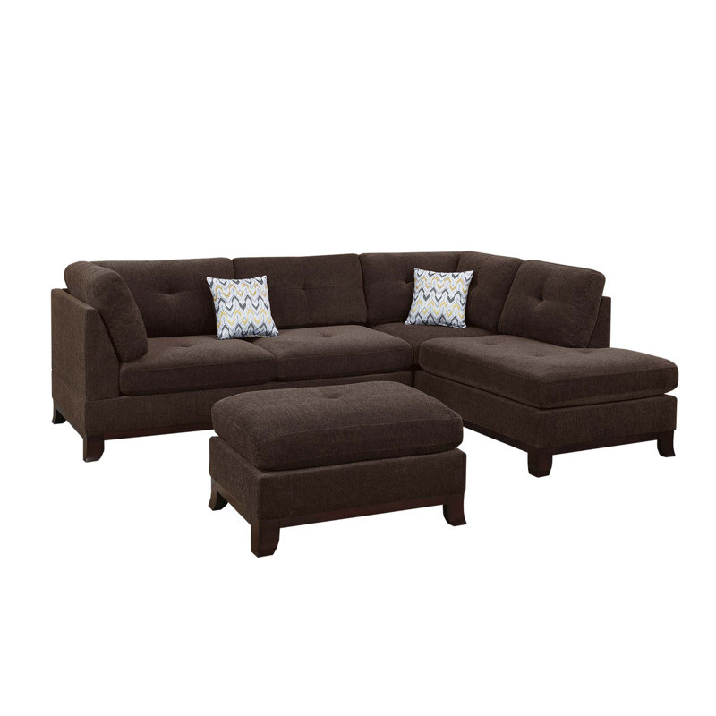 Canapé modulaire réversible en chenille avec repose-pieds