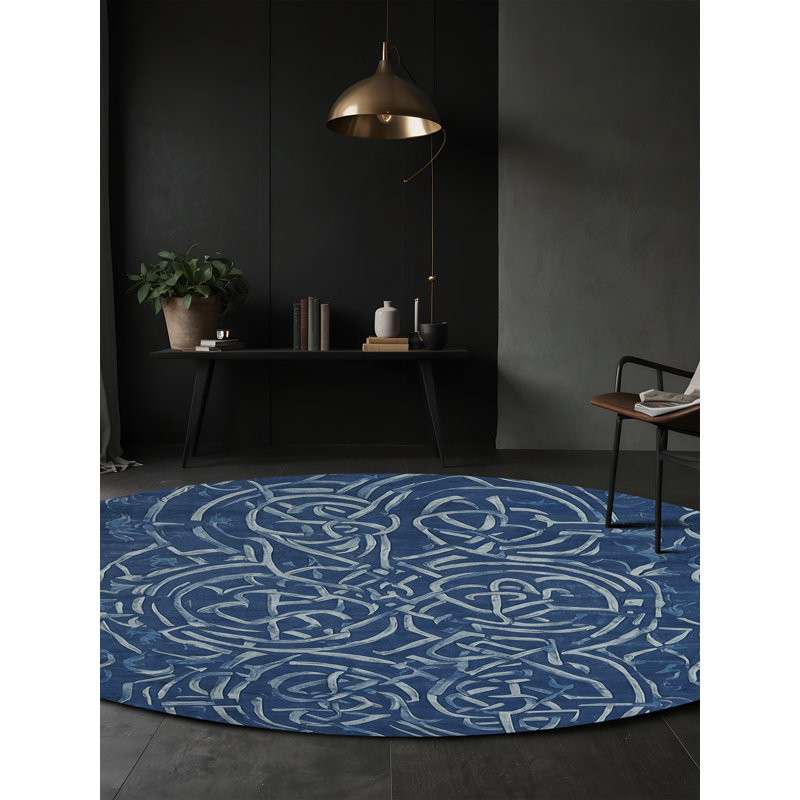 Machine Washable Gray Area Rug, Round 7'