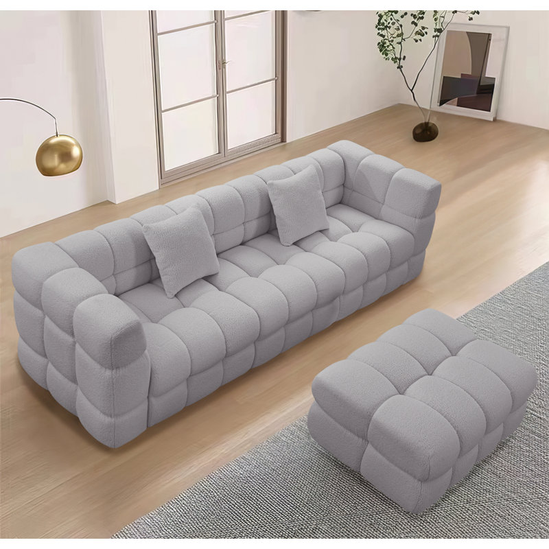 Canapé modulaire 4 pièces Gibril, Boucle gris
