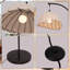 Lampe sur pied arquée moderne et scandinave moderne avec abat-jour festonné en lin
