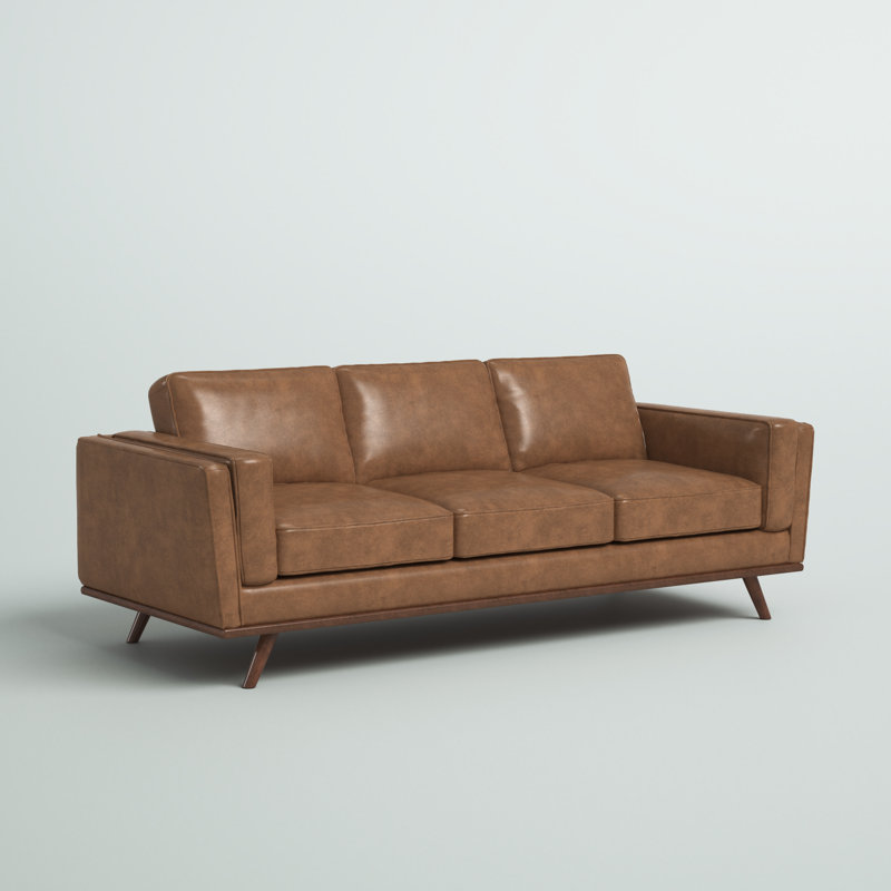 Barberena Upholstered 91'' Sofa, Camel Genuine Leather