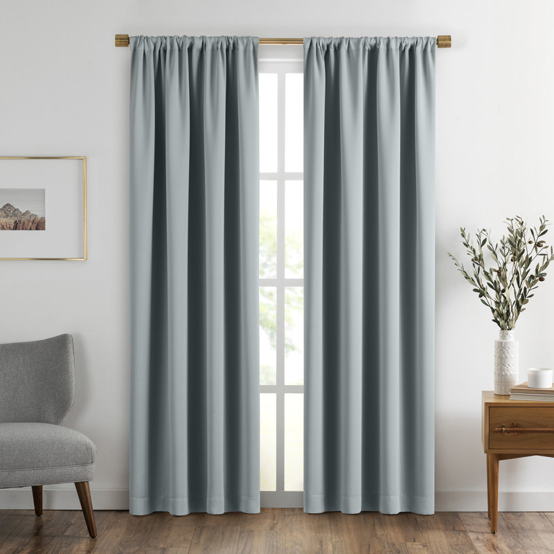 Rideau simple occultant et isolant Conan, Bleu rivière, l 52 po x L 108 po