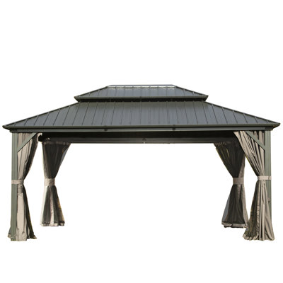 Pavillon de jardin classique avec auvent en acier galvanisé pour un espace de vie extérieur élégant à double toit moderne