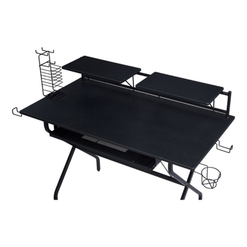 Rectangular Computer Desk with Keyboard Tray, Black