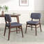 Ensemble de 2 chaises de salle à manger rembourrées Mid-Century avec structure en bois d'hévéa