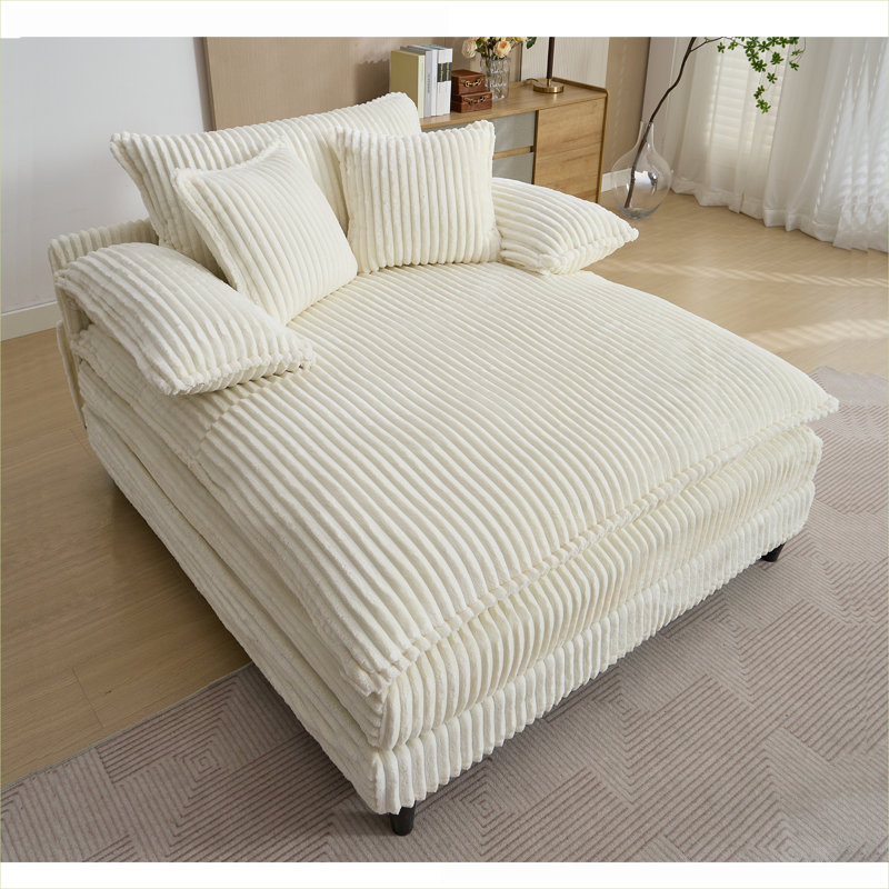 Méridienne surdimensionnée ajustable Living Room Relaxation xpiyaer, 54,75 po de largeur, Beige