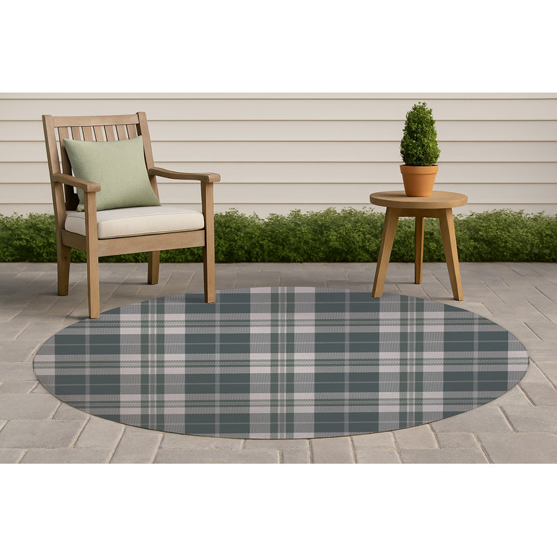 Tapis d'extérieur antidérapant Tartan Block, Rond 5 pi