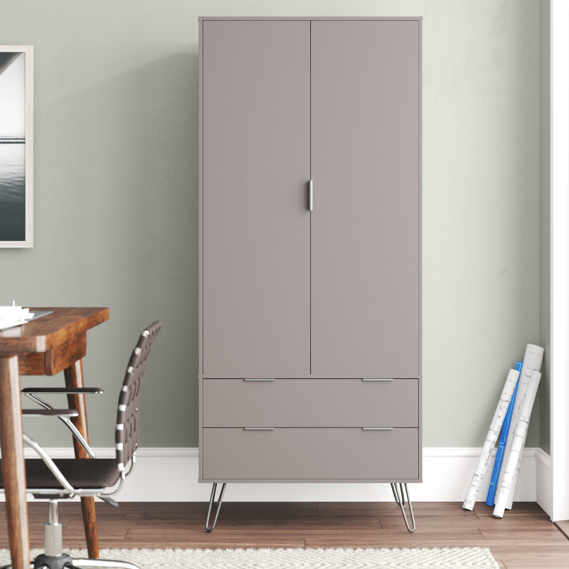 Landyn 2 Doors Wardrobe, Grey
