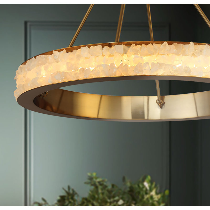 Everly Quinn Culmore - Lustre à DEL au fini laiton céleste, H 22,25 po x l 28,88 po x P 28,88 po