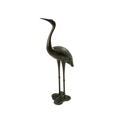 Sunny Outdoor 43" Aluminum Crane Statue, Shiny Copper Finish (No Assembly)