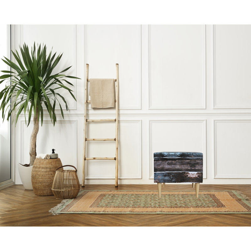 Altes Holz 55cm Wide Square Striped Ottoman with Storage