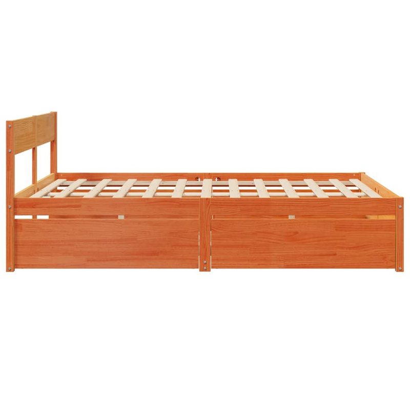 Losurdo Solid Wood Bed, Wax Brown, EU Double - 140 x 200 cm