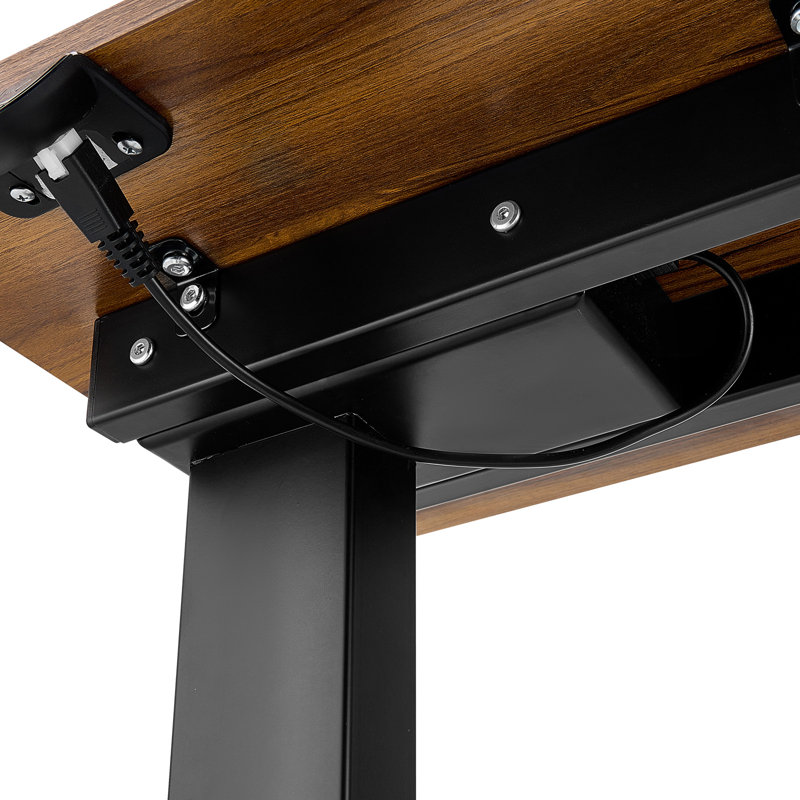 Table de lit surélevée, table de chevet mobile à 4 roulettes, levage électrique avec bouton de mise à niveau, bureau d'ordinateur portable roulant avec porte-gobelet, bureau de lit réglable en hauteur pour la maison, le bureau, le bureau, le bois et