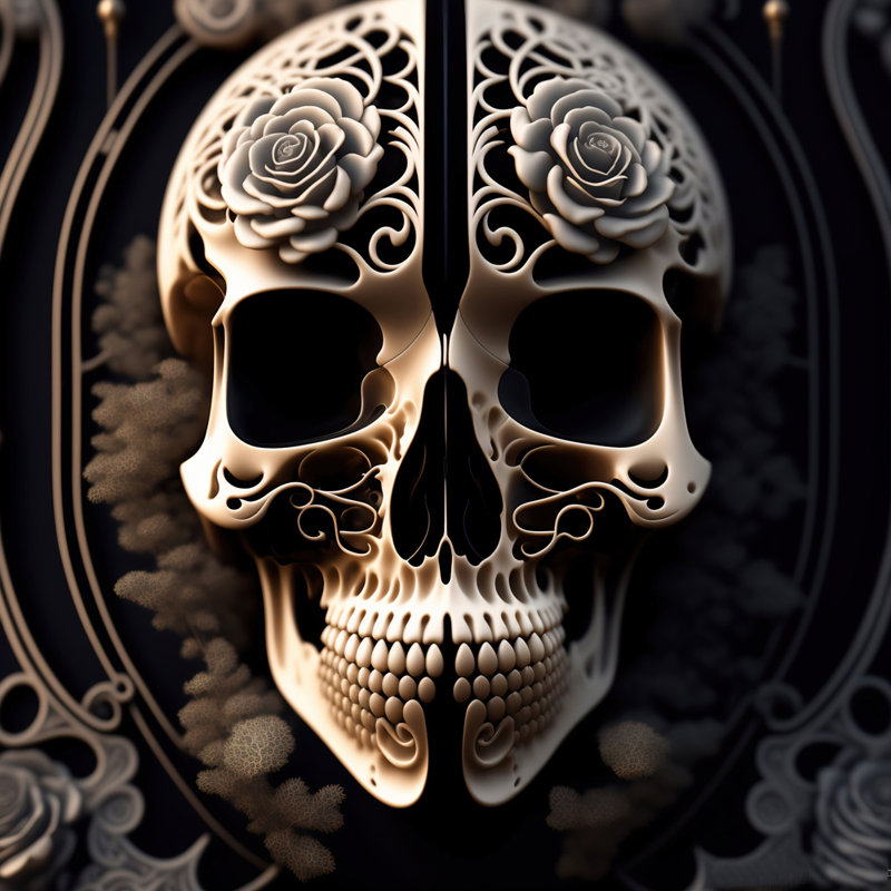 «Two Flowers Skull» par Stephen Chambers - photographie sur toile tendue, H 15 po x l 15 po x P 1,5 po
