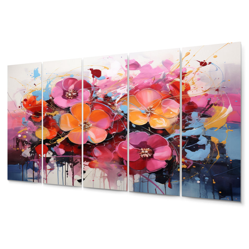 Ensemble de 5 décorations murales multicolores