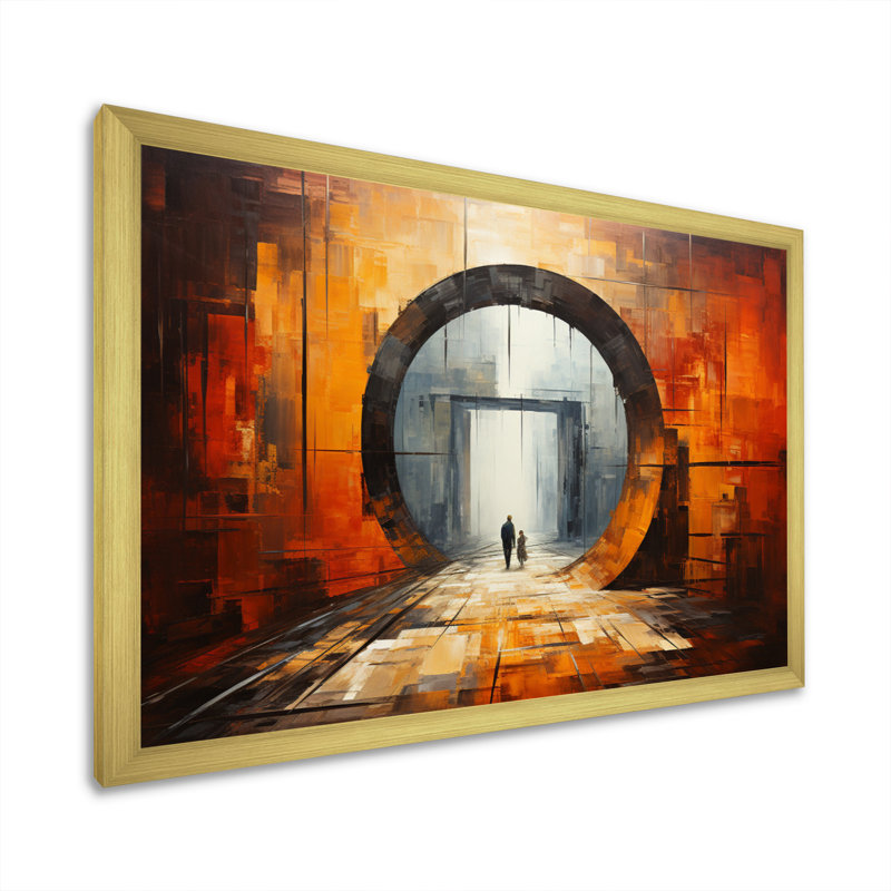 Orange Tunnel entrelacé sur toile, H 12 po x l 20 po x P 1 po, Cadre doré à une seule photo