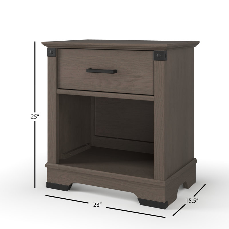 Table de chevet 1 tiroir Redmond, Gris Dapper