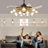  48" Chandelier Ceiling Fans with Lights and Remote, Black and Gold Retractable Invisible Blades Ceiling Fan, 12-Light Mid-Century Modern Sputnik Fandeliers with Double Glass Lampshade, Timing (bulbs excluding) -973235792