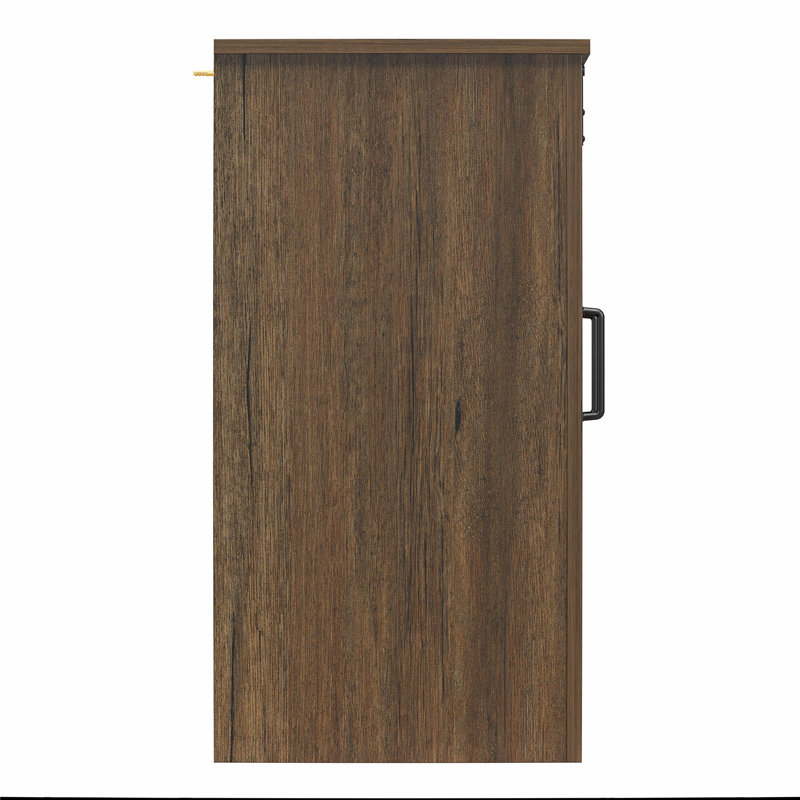 Alton 3 Drawer Dresser with Sliding Barn Doors, Rustic Walnut