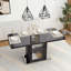 Table de salle à manger rectangulaire moderne de 47,24 à 63 po, extensible, avec plateau de table noir imprimé et pieds de table de rangement -1246551439