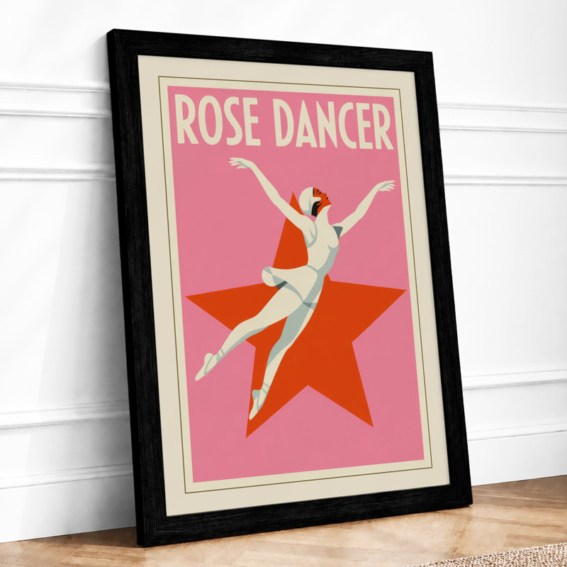 Rose Dancer Art Deco - Framed Print, A2 - 59.4 x 42.0 cm, Black