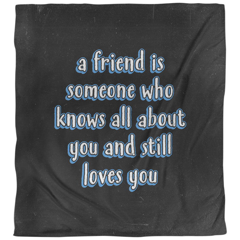 Housse de couette Love and Friendship Quote, Housse de couette pour grand lit, Noir / bleu