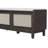 Boho Rattan Entryway Bench With Storage, Cushioned Shoe Bench With Double Doors, Wooden Shoe Organizer Bench For Entryway And Hallway (Espresso+Beige )-514275018