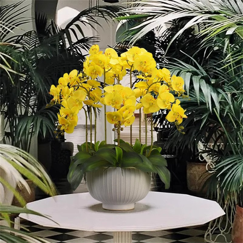 Décoration de salon, salle à manger, fleur, Blanc, Jaune
