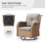  Ensemble de meubles de patio 3 pièces, ensemble de conversation extérieur en osier jaune avec 2 chaises berçantes pivotantes et table d'appoint, sièges à haut dossier, housses beiges pour porche, terrasse-854064531-824575107