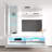 Laryssa 63" Modern Floating Wall Mounted Entertainment Center with 16-Color LED Lighting, High Gloss Finish-1673387161