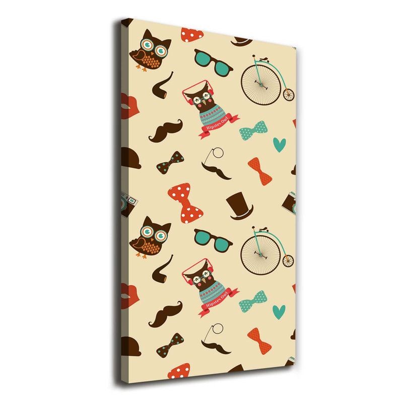 Owl Bike Glasses - Wrapped Canvas Print