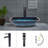RAYS 14.8'' Ocean Blue Glass Rectangular Bathroom Sink with Faucet