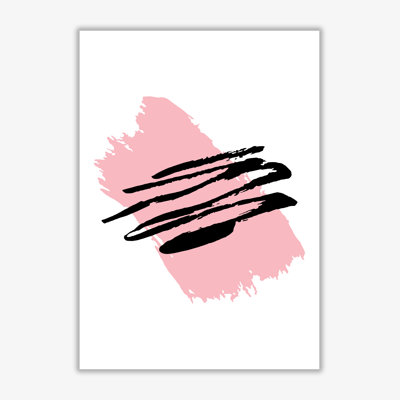 Pink Jaggered Paint Brush Abstract - Print