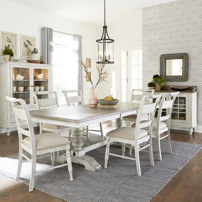 6 Person Bale Trestle Dining Table Set w/ 20" Removeable Leaf