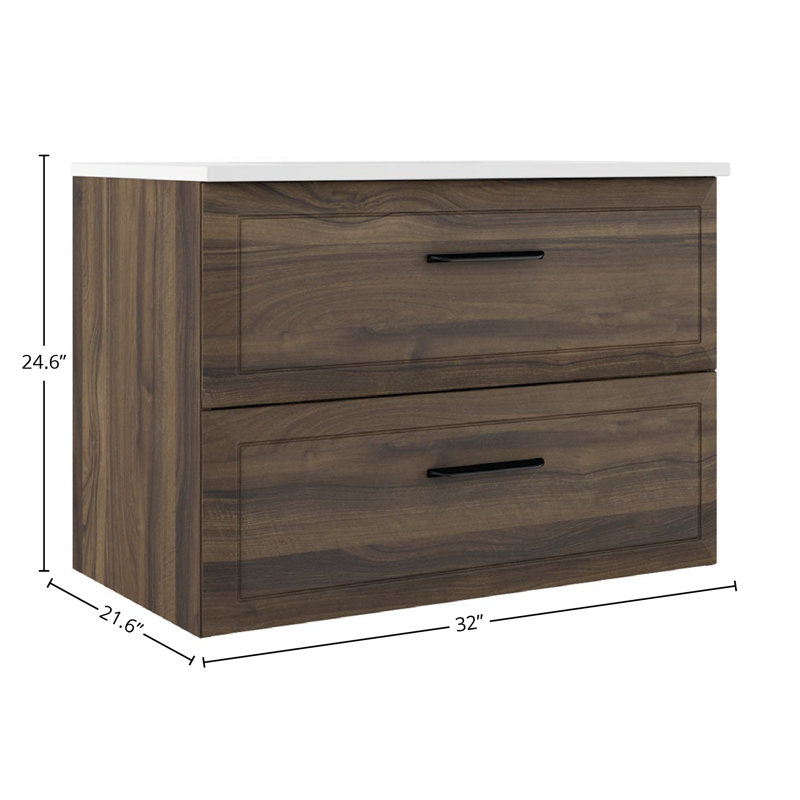 Ensemble de meuble-lavabo simple avec lavabo Gosman, L 32 po, Brown