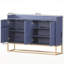 120CM Modern 4-Door Sideboard With Gold Metal Legs, Handle-Free Push-To-Open Buffet Cabinet With Raised Top Edge-1734196452