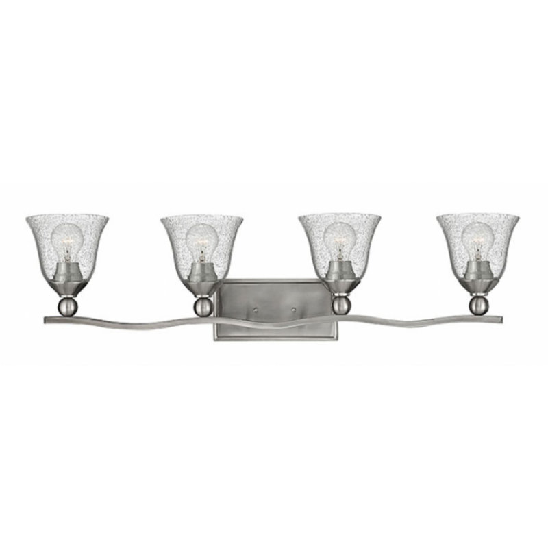 Bolla 4-Light Vanity Light, Incandescent, Clear Seedy Glass, Olde Bronze