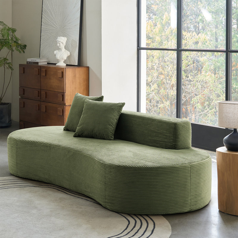 Canapé à compression haute densité 94 po avec 2 coussins Nerio, Vert