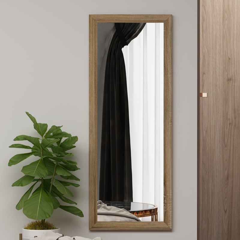 Miroir mural moderne 40 po x 41,3 po x 0,8 po | 100% panneau de fibres à densité moyenne avec verre écologique Fllot-E | Élégant fini brun uni, design scandinave | Parfait pour le vestibule, la salle de bain ou le salon