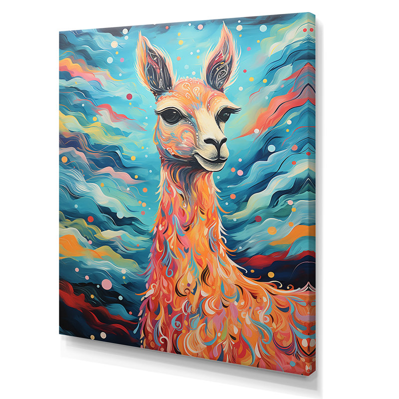 Portrait lumineux d'un lama - lama, Toile tendue, H 32 po x l 24 po